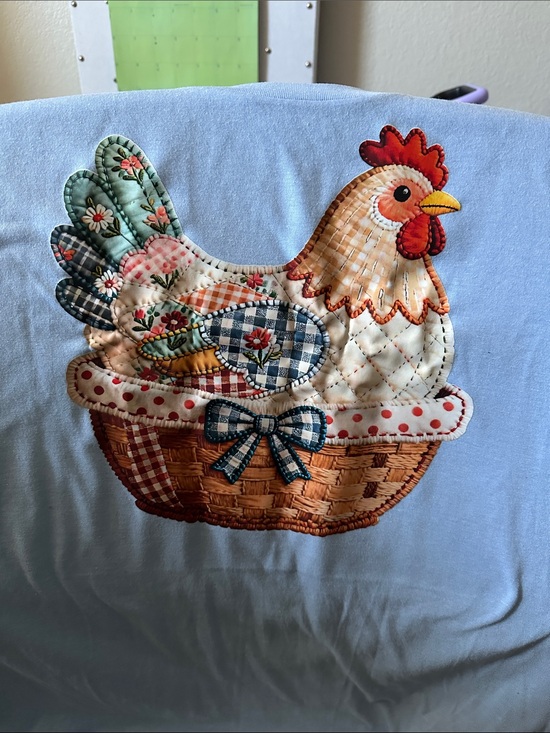 George Tops - George Light Blue Chicken Applique Women's Tee